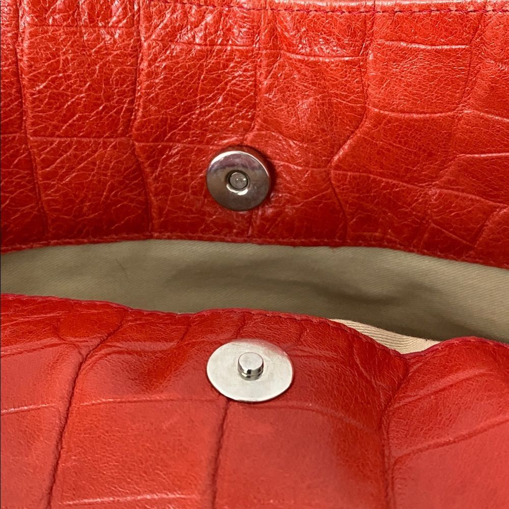 Roberta Gandolfi Italian Made Tomato Red Orange leather tote handbag Vacation - Picture 8 of 15